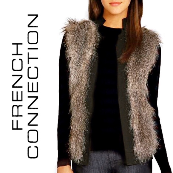 French Connection Jackets & Blazers - 🔥French Connection Fur and Black Knit Vest